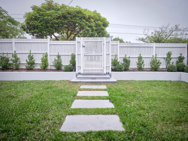 Lawn with stone stepping pavers